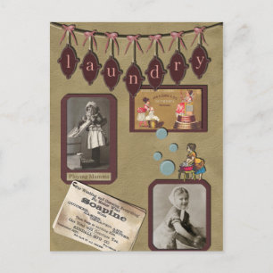 Carte postale vintage de jour de blanchisserie
