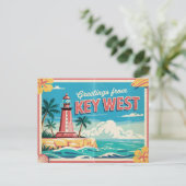 Carte postale vintage de Key West | Salutations de (Debout devant)
