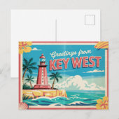 Carte postale vintage de Key West | Salutations de (Devant / Derrière)