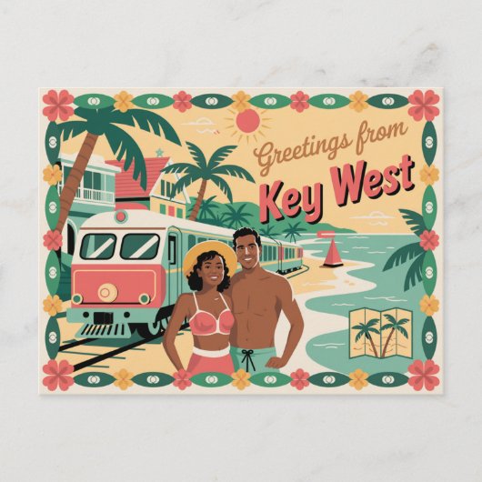 Carte postale vintage de Key West | Salutations de (Devant)