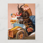 Carte postale vintage de Krampus au volant (Devant)