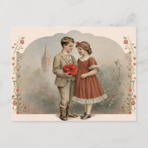 Carte postale vintage de la Saint-Valentin couple
