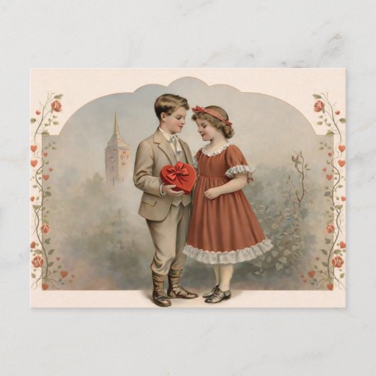 Carte postale vintage de la Saint-Valentin couple (Devant)