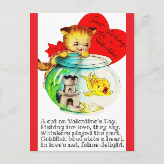 Carte postale vintage de la Saint-Valentin Kitten (Devant)