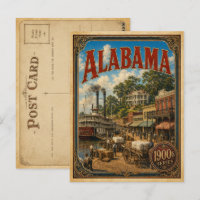 Carte postale vintage de l'Alabama des années 1900