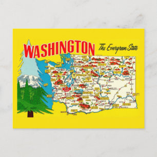 Carte postale vintage de l'État de Washington