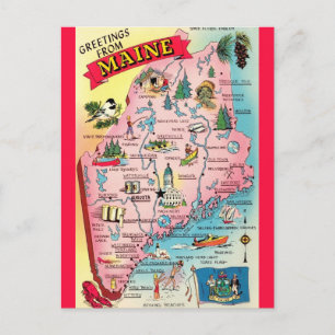 Carte postale vintage de l'État du Maine