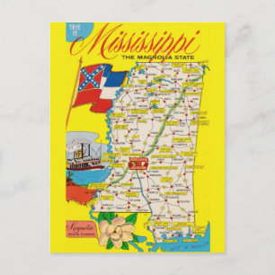 Carte postale vintage de l'État du Mississippi