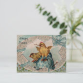 Carte postale vintage de l'oeuf de Pâques bleu et  (Debout devant)