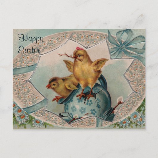 Carte postale vintage de l'oeuf de Pâques bleu et  (Devant)
