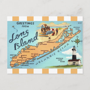 Carte postale vintage de Long Island à rayures