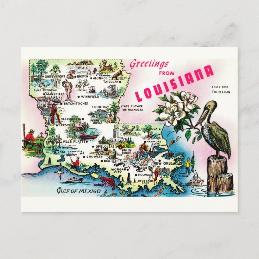 Carte postale vintage de Louisiane (Devant)