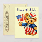 Carte postale vintage de l'ours patriotique (Devant / Derrière)