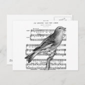 Carte postale vintage de musique Bird Song (Devant / Derrière)