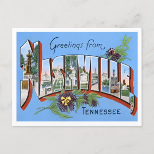 Carte postale vintage de Nashville, Tennessee avec