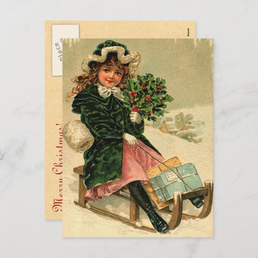 Carte postale vintage de Noël (Devant / Derrière)