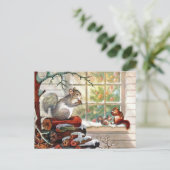 Carte postale vintage de Noël d'écureuils (Debout devant)