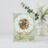 Carte postale Vintage de Noël personnalisée (Debout devant)