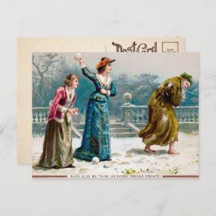 Carte postale vintage de Noël pour filles moyennes