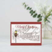 Carte postale vintage de Noël Town (Debout devant)