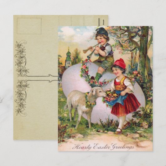 Carte postale vintage de Pâques (Devant / Derrière)