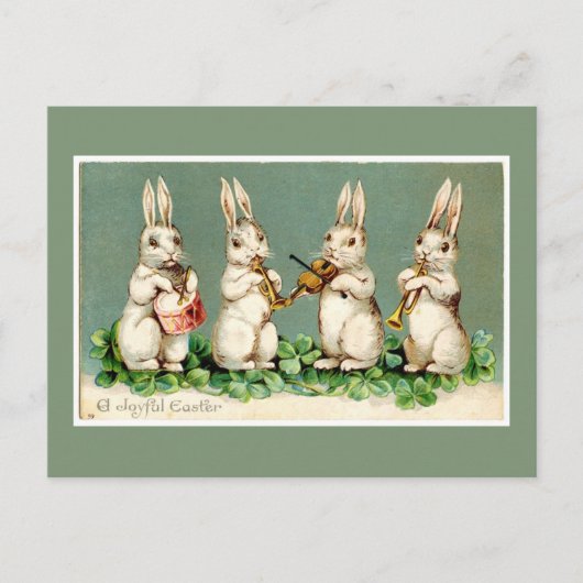Carte postale vintage de Pâques Bunnies Green (Devant)
