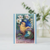 Carte postale vintage de Pâques Chick and Lilies (Debout devant)