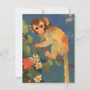 Carte postale vintage de peinture de singe