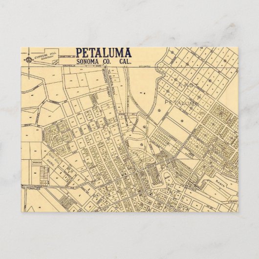 Carte postale vintage de Petaluma CA (Devant)