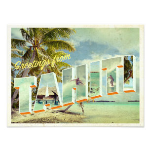 Carte postale vintage de photo du Tahiti