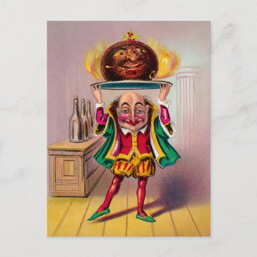Carte postale vintage de pudding de Noël flamboyan (Devant)