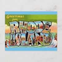 Carte postale vintage de Rhode Island avec salutat
