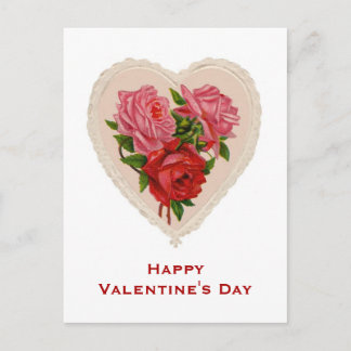 Carte postale vintage de Saint-Valentin de coeur
