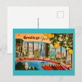 Carte postale vintage de salutations californienne (Devant / Derrière)