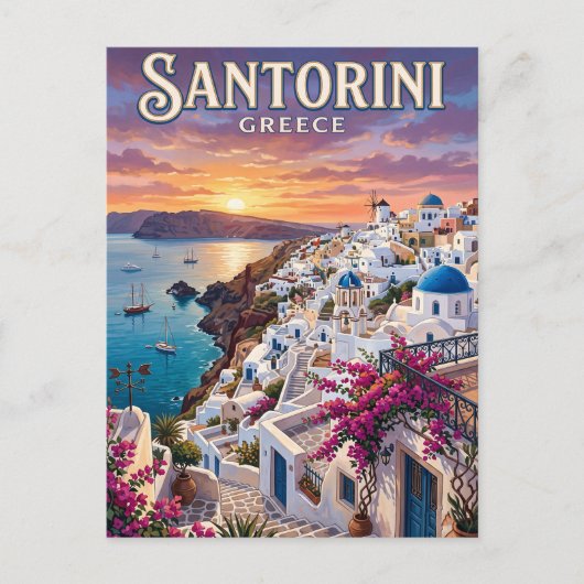 Carte postale vintage de Santorin (Devant)