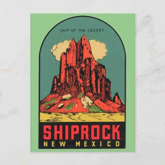 Carte postale vintage de Shiprock, Nouveau-Mexique (Devant)
