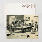 Carte postale vintage de singes jouant au billard (Devant / Derrière)