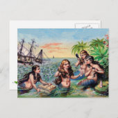Carte postale vintage de sirène (Devant / Derrière)