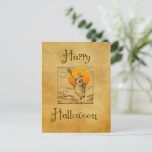 Carte postale vintage de sorcière d'Halloween
