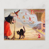Carte postale vintage de sorcière d'Halloween (Devant)