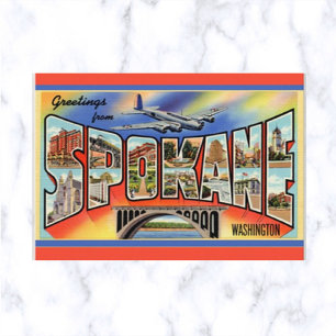Carte postale vintage de Spokane, Washington, avec