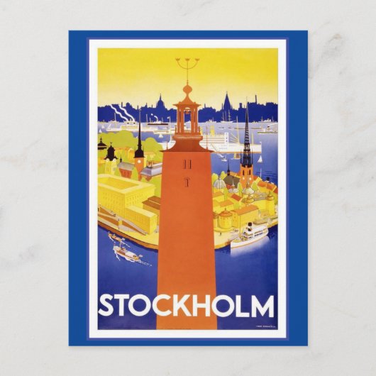 Carte postale vintage de Stockholm en Suède (Devant)