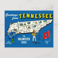 Carte postale vintage de Tennessee bleu