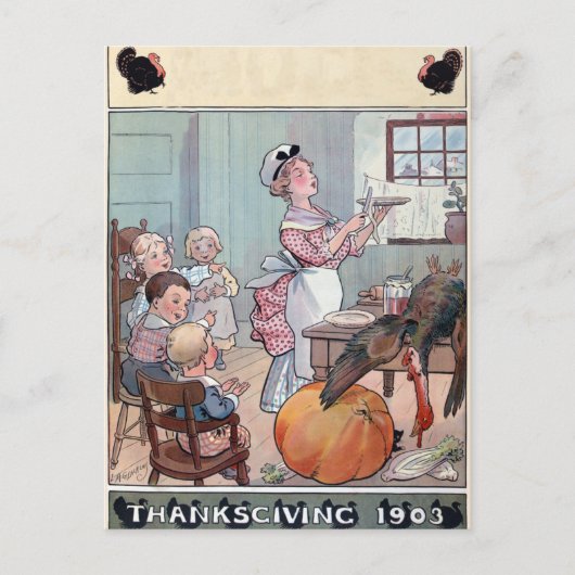 Carte postale vintage de Thanksgiving (Devant)