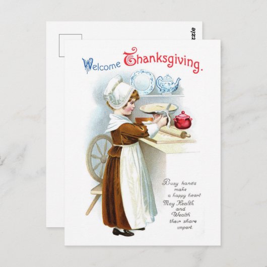 Carte postale vintage de Thanksgiving (Devant / Derrière)