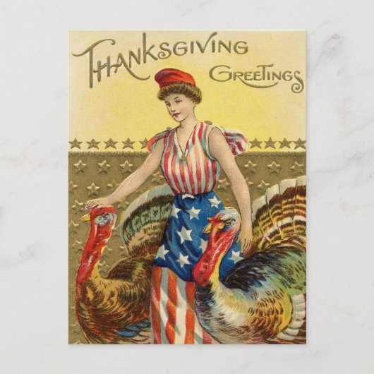 Carte postale vintage de Thanksgiving (Devant)
