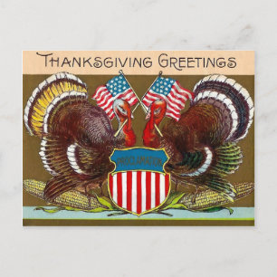 Carte postale vintage de Thanksgiving Patriotic
