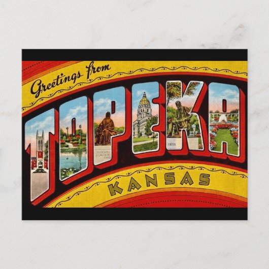 Carte postale vintage de Topeka Kansas (Devant)
