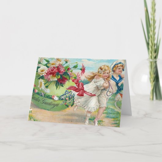 Carte postale Vintage de voeux de Pâques (Devant)