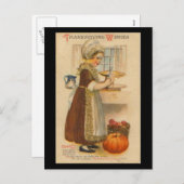 Carte postale Vintage de voeux de Thanksgiving (Devant / Derrière)